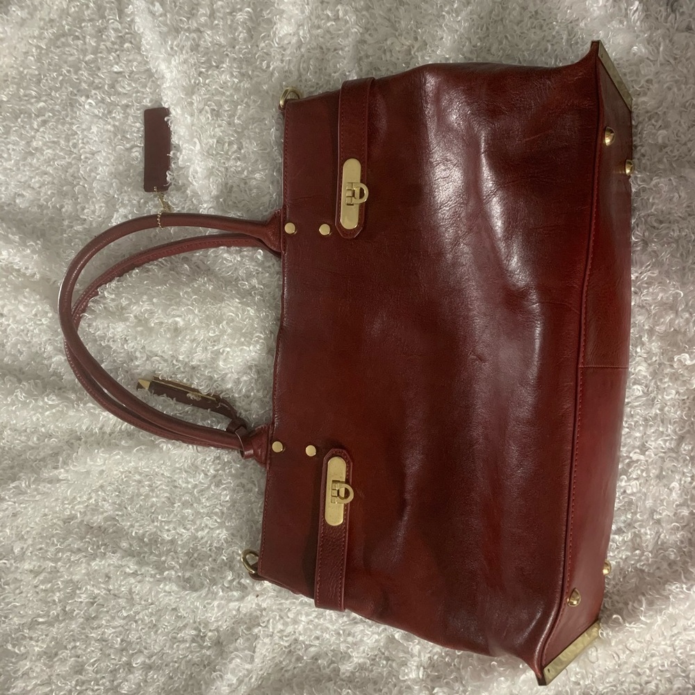 Wilson’s Leather Red Handbag With Gold Detail